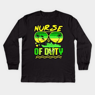 Nurse Off Duty Sunglasses Beach Sunset Palm trees | Summer Vacation Kids Long Sleeve T-Shirt